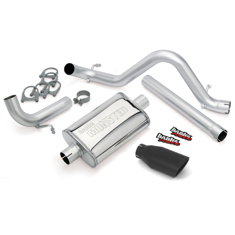 Jeep Wrangler Unlimited Performance Exhaust - Banks Power - Monster, Single Exit, Black Tip - Black - `12-`18